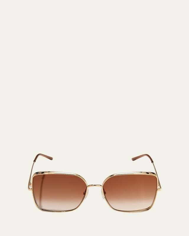 Oversized Rectangle Metal Sunglasses